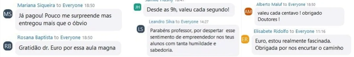 Depoimentos de alunos